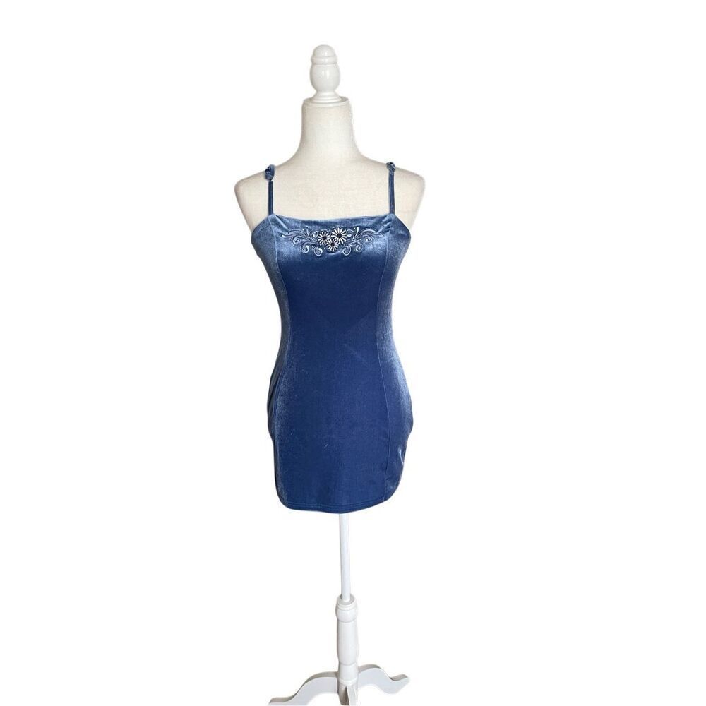 dELiA*s Blue Velour Mini Dress – Small – Made in China